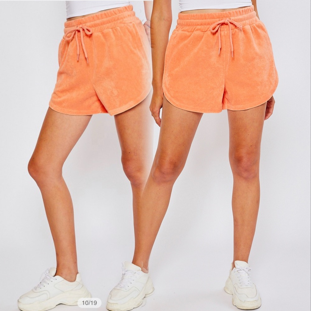 Cozy Women's Orange Terry Shorts and Top Set - Picture 3 of 6